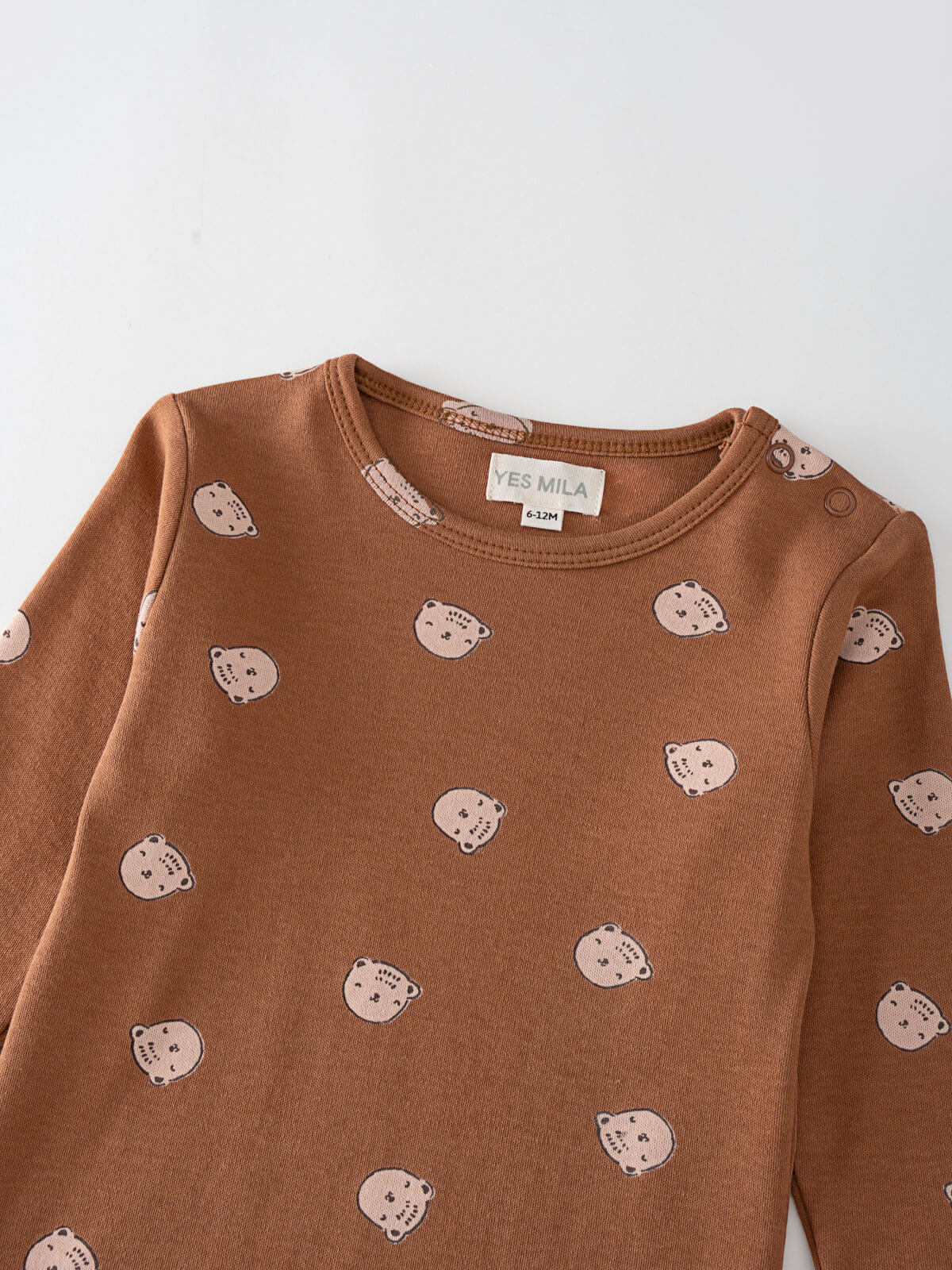Long Sleeve Bodysuit - Cosy Bear Russet