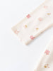 Cream fabric with embroidered pink birds and gold blossoms scattered across surface Long Sleeve Jersey Dress - Bird And Blossom Ecru Girls