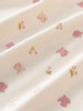 Close-up of cream fabric with pink flowers and gold leaf embroidery Long Sleeve Jersey Dress - Bird And Blossom Ecru Girls