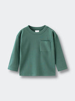 Green long sleeve shirt with chest pocket on light background Long Sleeve Tee - Balsam Boys