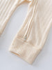 Beige baby romper with a zipper on a white background Pointelle Long Sleeve One Piece - Ecru Baby boy