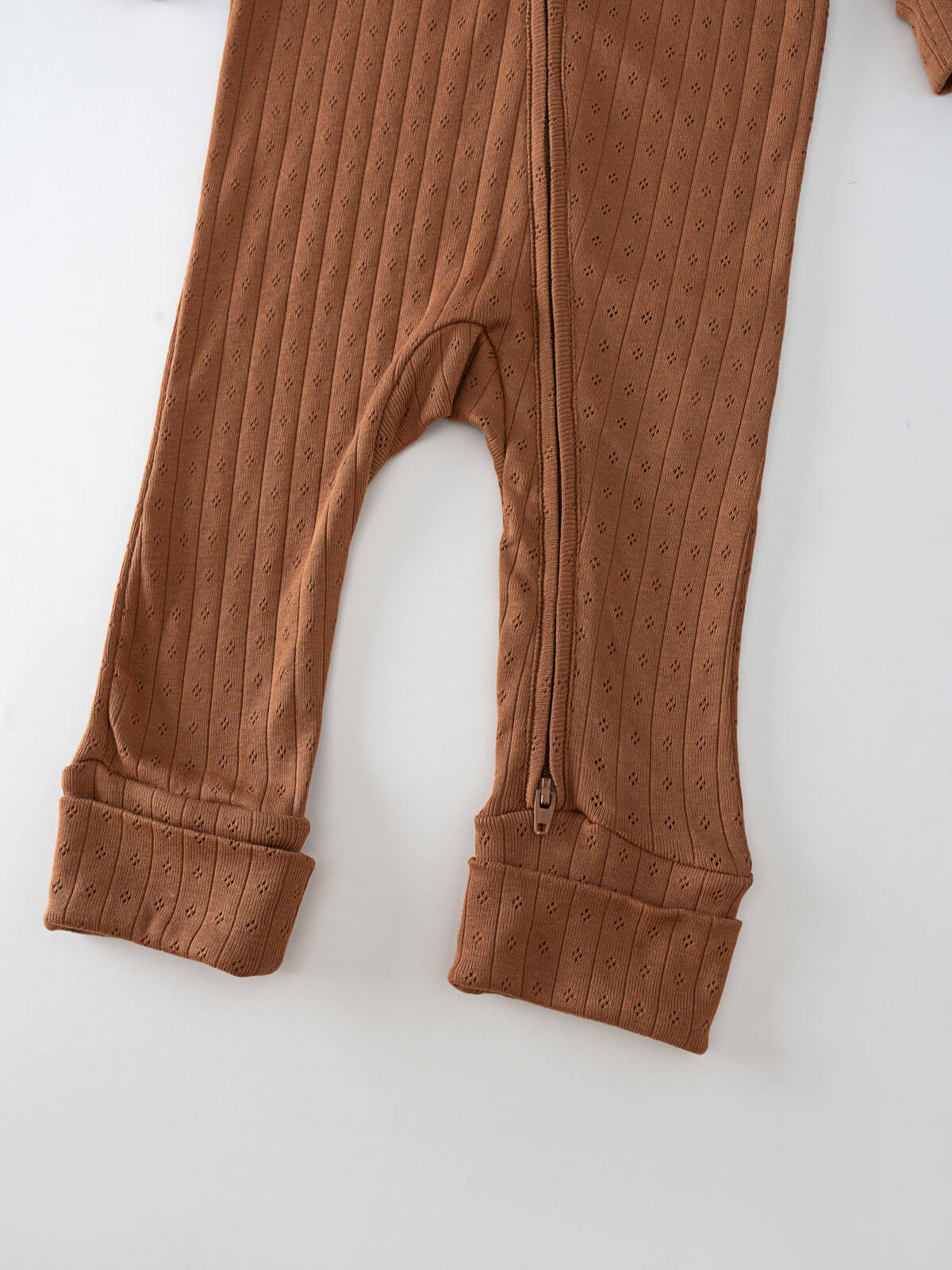 Pointelle Long Sleeve One Piece - Russet