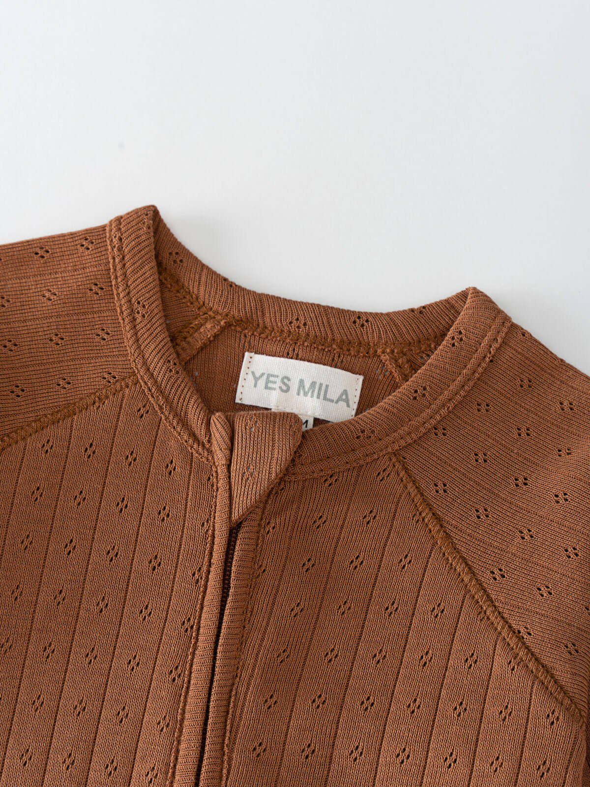 Pointelle Long Sleeve One Piece - Russet