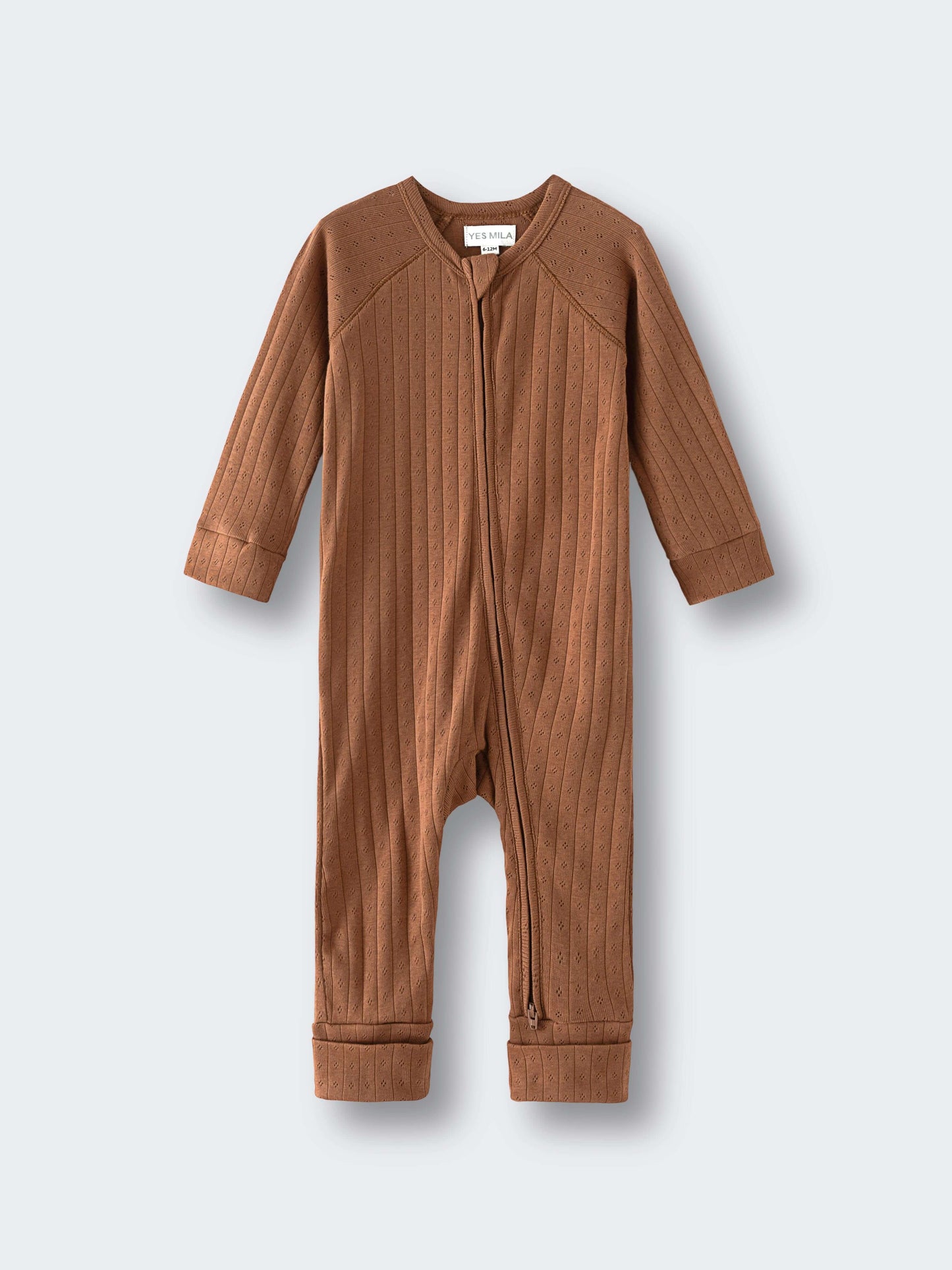 Pointelle Long Sleeve One Piece - Russet