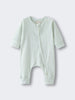 Light green baby onesie with a zipper on a white background Pointelle Long Sleeve One Piece - Sea Foam Baby boy