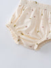 Cream-colored baby bloomers with small printed motifs and gathered elastic edges Printed Bloomers - Autumn Harvest Ecru Baby girl
