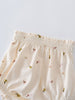 Close-up of cream-colored bloomers with small floral and leaf print details Printed Bloomers - Autumn Harvest Ecru Baby girl