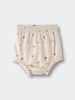 Cream-colored baby bloomers with small floral and leaf print pattern Printed Bloomers - Autumn Harvest Ecru Baby girl