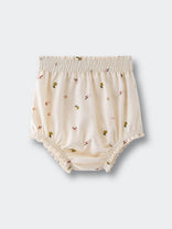 Cream-colored baby bloomers with small floral and leaf print pattern Printed Bloomers - Autumn Harvest Ecru Baby girl