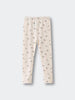Cream-colored leggings with small pink floral print pattern on light background Printed Leggings - Wild Meadow Ecru Girls