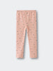 Pink leggings with small floral print pattern laid flat on gray background Printed Leggings - Wild Meadow Mallow Girls