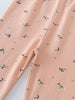 Close-up of peach fabric with small floral and branch print pattern Printed Leggings - Wild Meadow Mallow Girls
