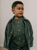 Young boy wearing a green patterned shirt and corduroy jacket against white background Printed Long Sleeve Tee - Mountain View Balsam Boys