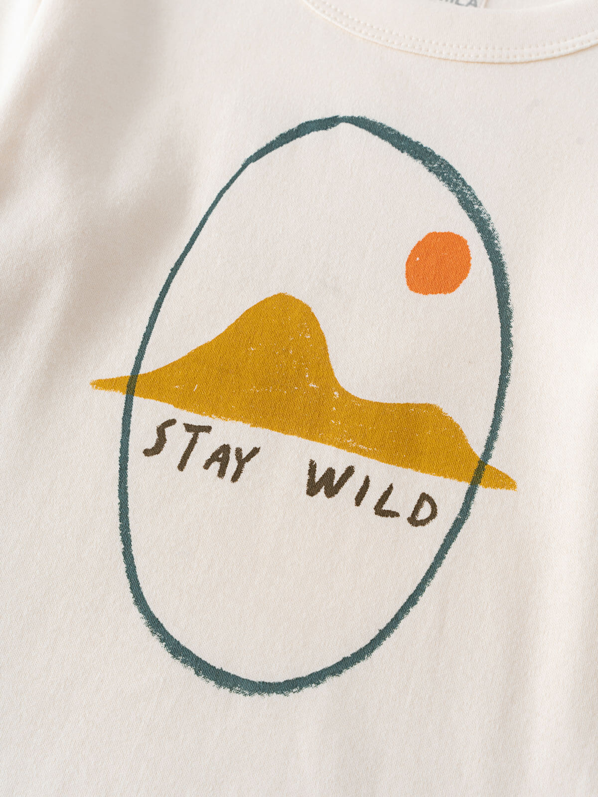Close-up of a white shirt with printed avocado and stay wild text Printed Long Sleeve Tee - Stay Wild Boys