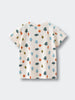White t-shirt with colorful tree pattern print on fabric Printed Short Sleeve Tee - Forest Adventure Ecru Boys