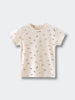 Cream-colored short sleeve t-shirt with small pink floral print pattern Printed Short Sleeve Tee - Wild Meadow Ecru Girls