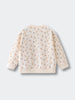 Cream sweatshirt with small rabbit and mushroom print pattern laid flat Printed Sweatshirt - Forest Gathering Ecru Girls