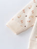 Close-up of cream sweatshirt sleeve with bunny and mushroom print, ribbed cuff Printed Sweatshirt - Forest Gathering Ecru Girls