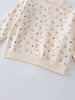 Close-up of cream sweatshirt with small rabbits and mushrooms pattern Printed Sweatshirt - Forest Gathering Ecru Girls