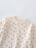 Close-up of cream sweatshirt with mushroom and rabbit print pattern Printed Sweatshirt - Forest Gathering Ecru Girls