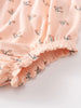 Close-up of peach fabric with small floral print and elastic gathered edges Printed Bloomers - Wildflower Bouquet Pink Baby girl