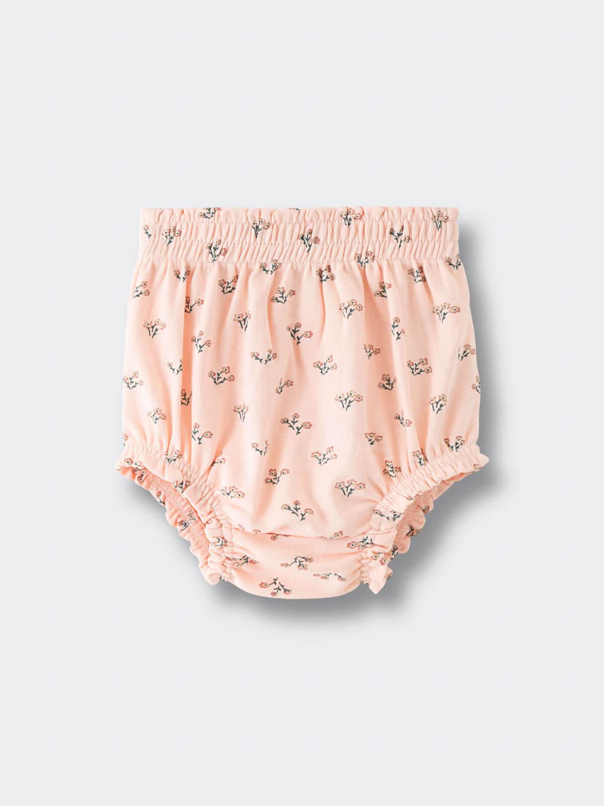 Baby bloomers in pale pink fabric with small floral print pattern Printed Bloomers - Wildflower Bouquet Pink Baby girl
