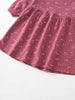 Close-up of a mauve dress with small floral print and ribbed cuffs Sweatshirt Dress - Wild Meadow Plum Jam Girls