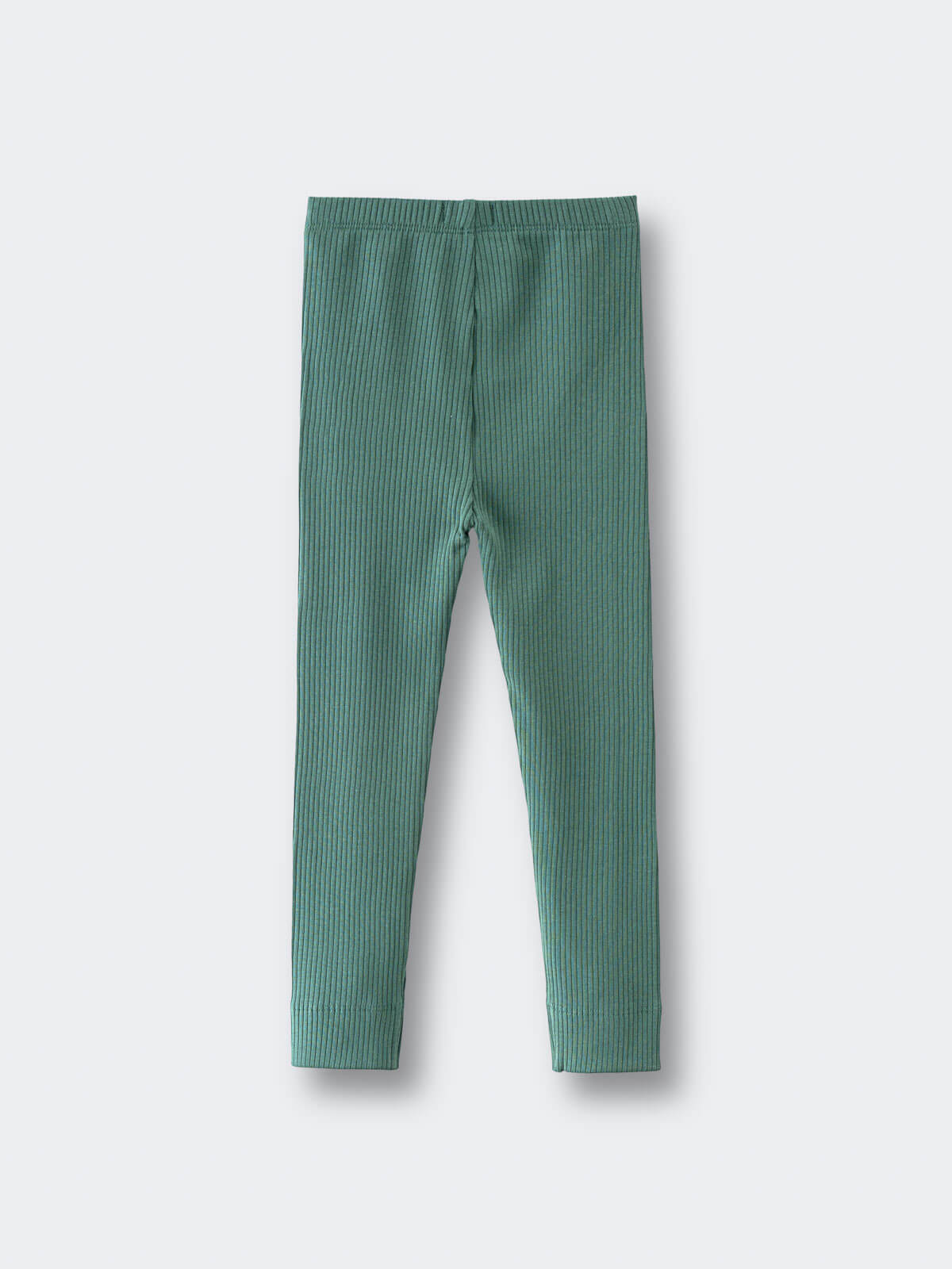 Green ribbed leggings laid flat on a light background Ribbed Leggings - Balsam Girls