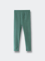 Green ribbed leggings laid flat on a light gray background Ribbed Leggings - Balsam Girls