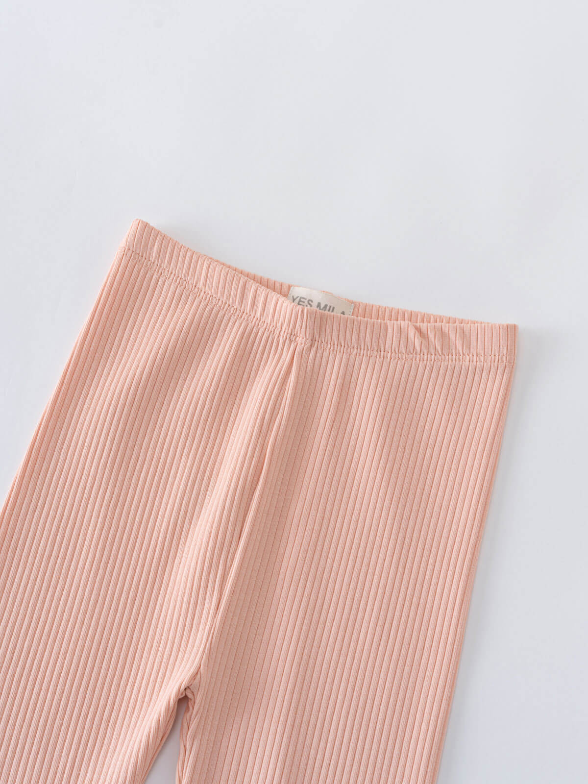 Close-up of pink ribbed leggings showing elastic waistband and texture Ribbed Leggings - Mallow Girls