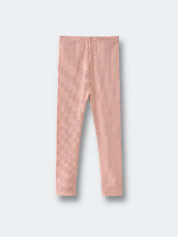 Pink ribbed leggings laid flat on a light gray background Ribbed Leggings - Mallow Girls