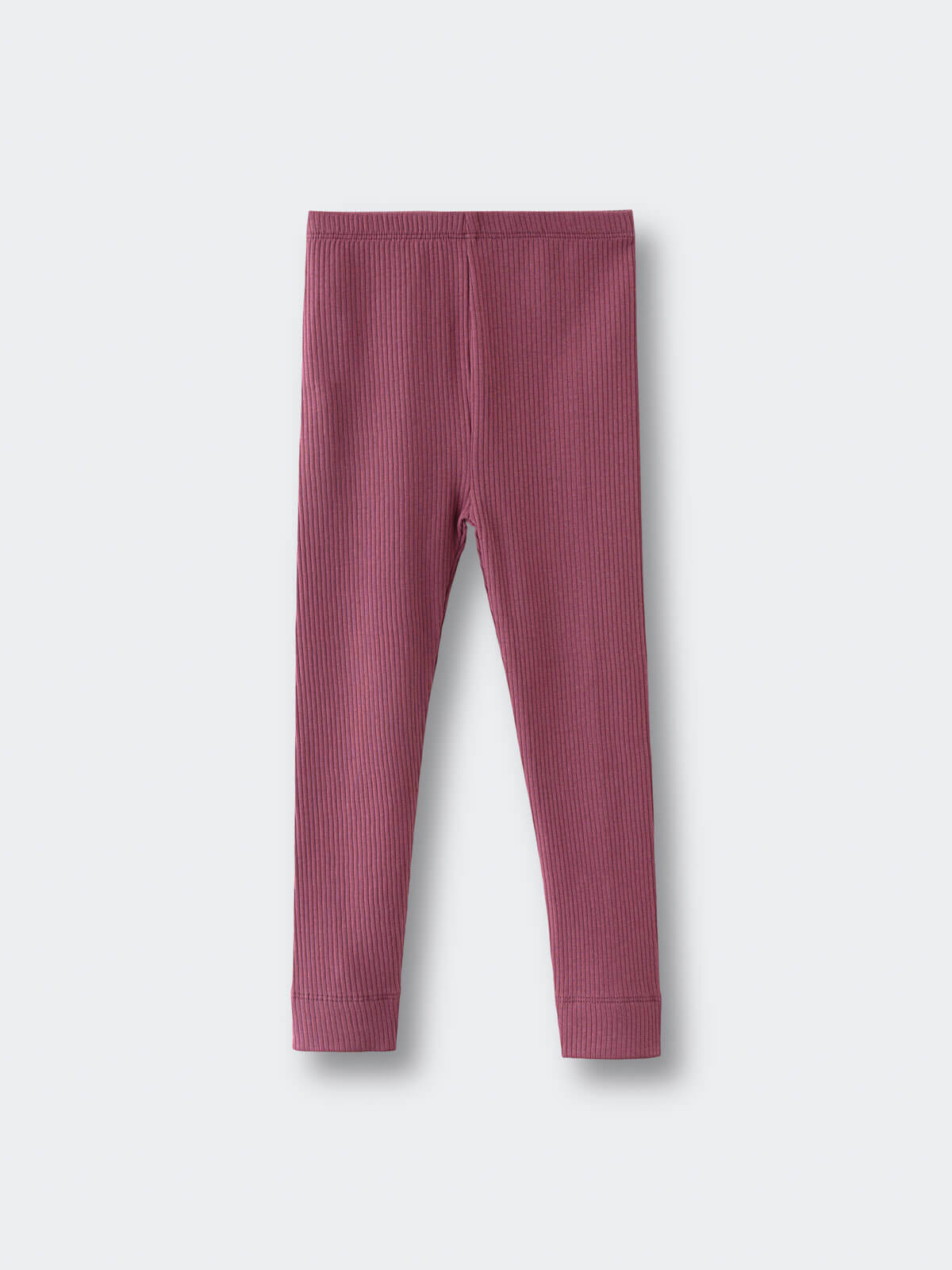 Mauve ribbed leggings laid flat on a light gray surface Ribbed Leggings - Plum Jam Girls