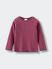 Ribbed long sleeve top in mauve pink with ruffled trim on edges Ribbed Long Sleeve Tee - Plum Jam Girls