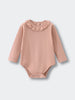 Baby bodysuit in blush pink with ruffle collar and long sleeves Ruffle Long Sleeve Bodysuit - Blush Baby girl