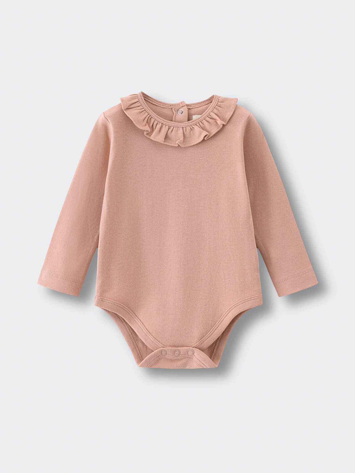 Baby bodysuit in blush pink with ruffle collar and long sleeves Ruffle Long Sleeve Bodysuit - Blush Baby girl