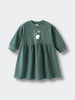 Green sweatshirt dress with floral graphic in oval design on chest Sweatshirt Dress - Dove Girls
