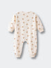 Cream-colored baby onesie with small brown bear print pattern throughout Sweatshirt Onesie - Cosy Bear Ecru Baby boy