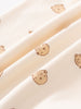 Cream fabric with small brown bear face print pattern Sweatshirt Onesie - Cosy Bear Ecru Baby boy