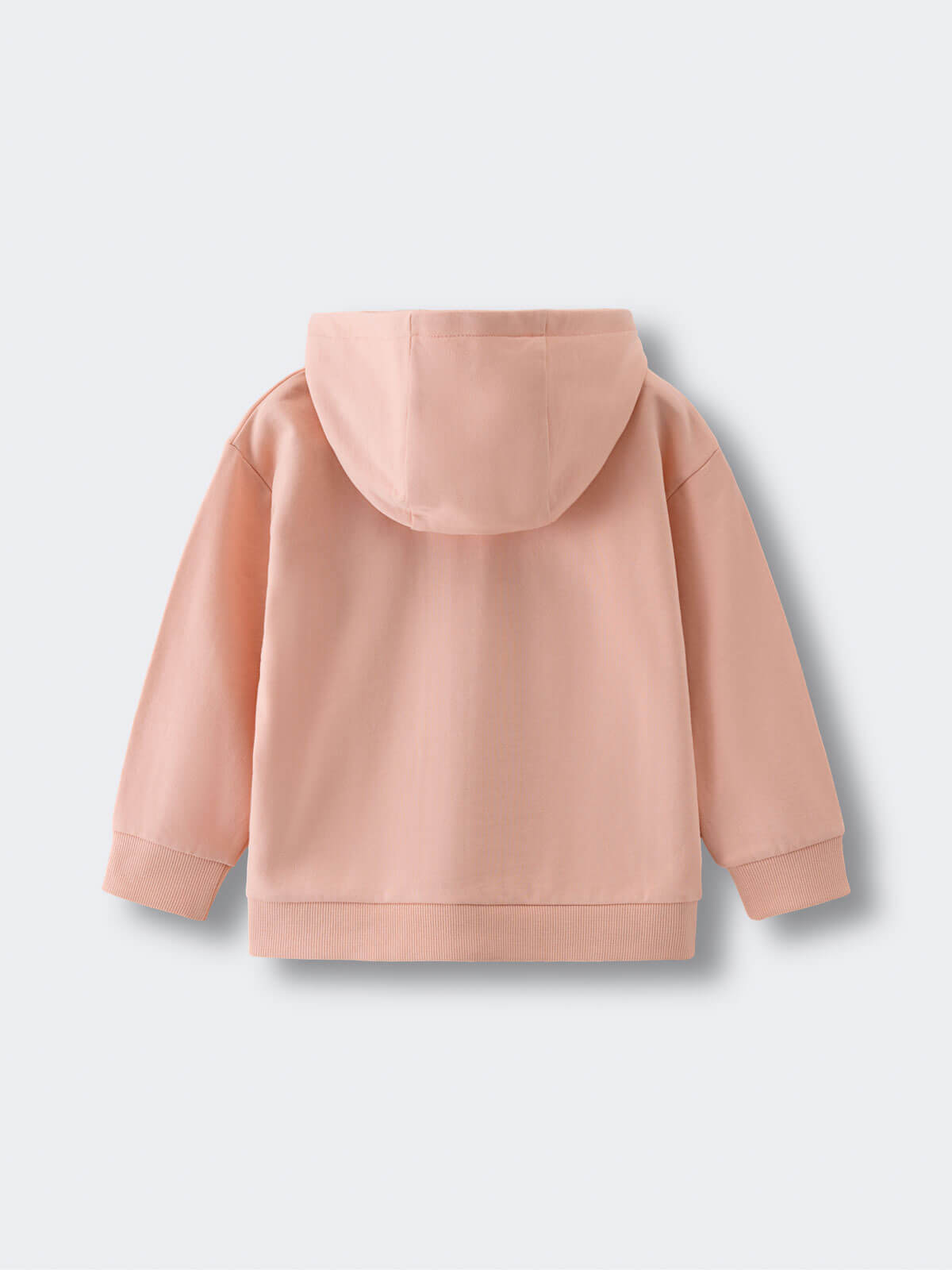 Back view of a peach-colored zip hoodie with ribbed cuffs and hem Zip Hoodie - Mallow Boys