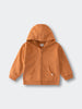 Orange zip-up hoodie with hood and front pockets laid flat Zip Hoodie - Pumpkin Boys