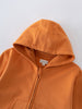 Close-up of an orange zip hoodie with hood and front pocket Zip Hoodie - Pumpkin Boys