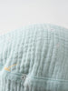 Close-up of light blue textured fabric hat with small embroidered details Baby Bucket Hat - Sea Friends Baby boy