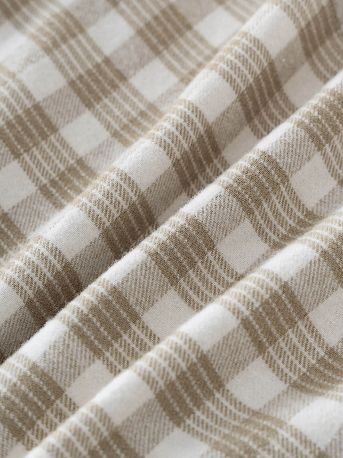Close-up of plaid fabric with brown and white pattern Baby Check Shirt - Woven Check Baby boy