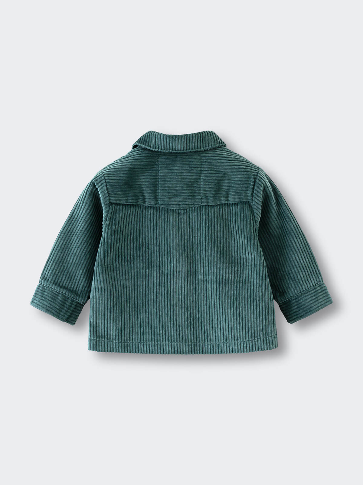 Green corduroy jacket on a hanger with a visible brand tag against a white background Baby Corduroy Jacket - Balsam Baby boy