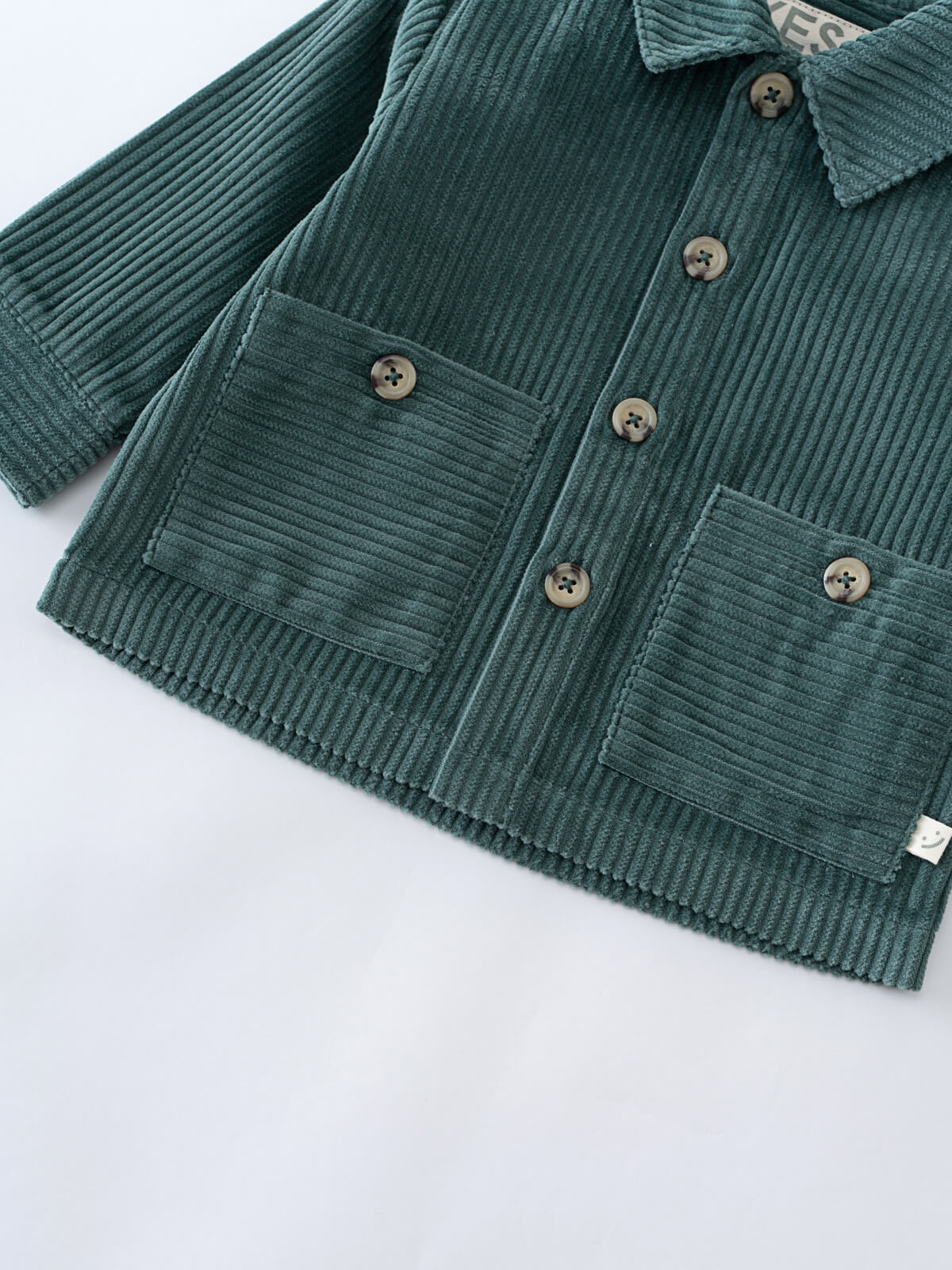 Green corduroy jacket with button details on a white background Baby Corduroy Jacket - Balsam Baby boy