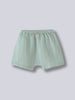 Light green striped shorts with elastic waistband and two buttons on a gray background Muslin Shorts - Light Green Stripe Baby boy