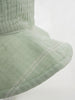 Close-up of sage green linen sun hat brim and crown detail baby-muslin Sun Hat - Green Stripe Baby boy