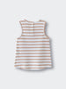 Striped sleeveless baby tee laid flat showing back with button closure Baby Sleeveless Tee - Sand Stripe Baby boy