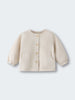 Cream-colored baby jacket with buttons and patch pockets on white background Baby Twill Jacket - Salt Baby 