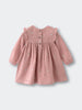 Pink baby dress with ruffled sleeves on a light gray background Baby Woven Dress - Autumn Harvest Rosehip Baby girl